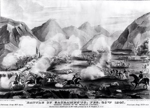 Bataille de Sacramento : Charge terrible des lanciers mexicains, 28 février 1847, gravé et publié par Nathanial Currier, 1847 - R. Telfer